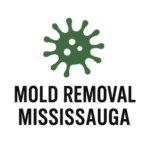 Logo for Mold Removal Mississauga featuring a green mold spore icon above the company name in bold black letters.